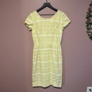 Vtg Henry Lee Yellow Sheath Dress Lace Embroidery Fully Lined 6 8